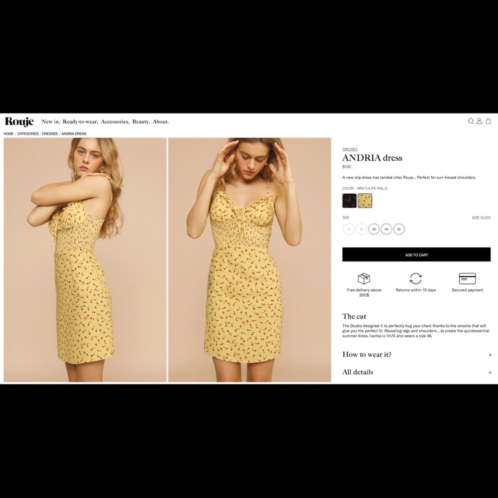 Rouje Cute Yellow Dress size 36